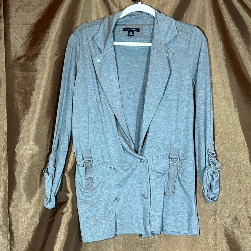 Banana Republic Grey Lightweight Jacket Pockets Casual - Picture 2 of 7